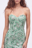 Dark Green Floral Sweetheart Tight Sequin Sparkly Short Homecoming Dress