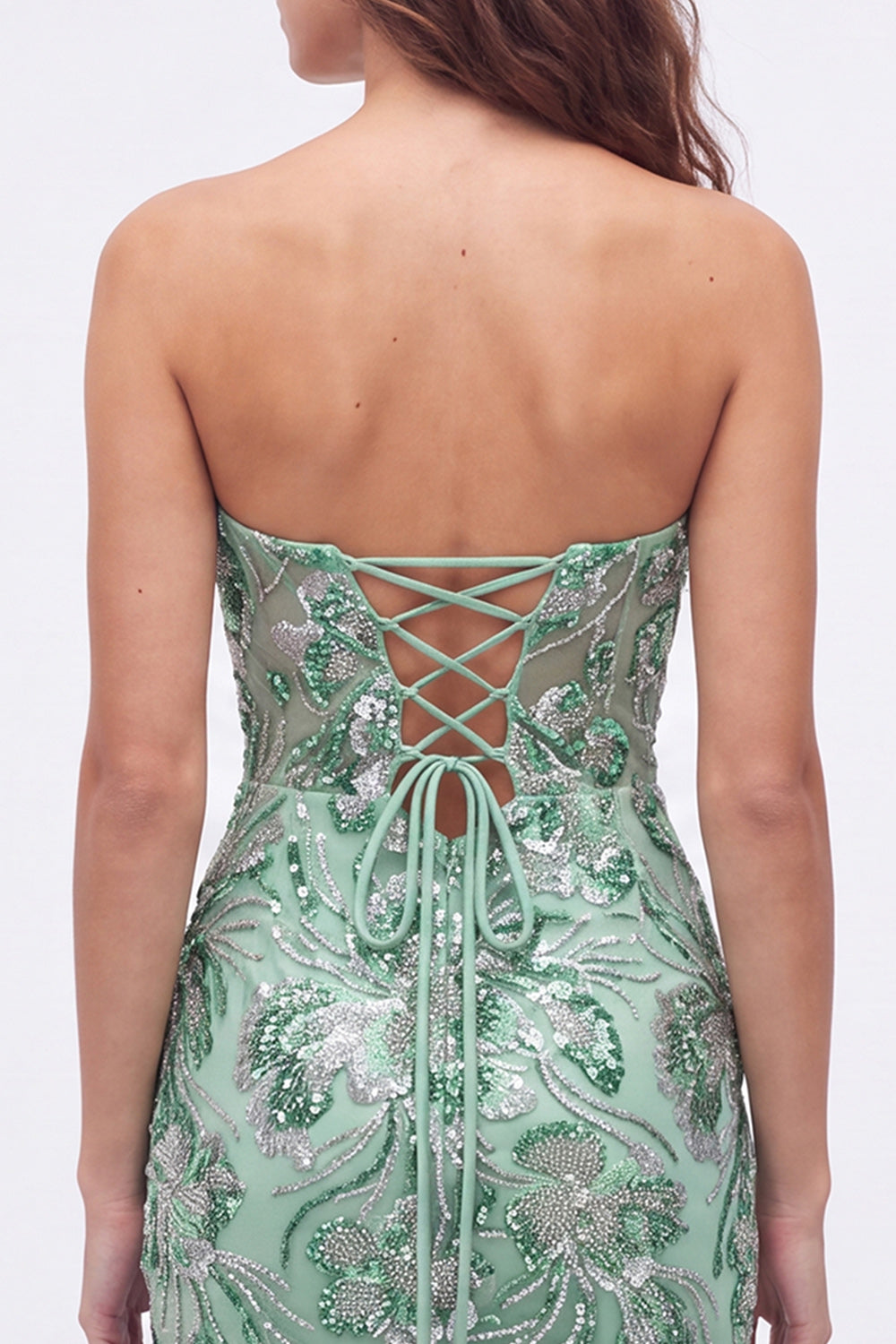 Dark Green Floral Sweetheart Tight Sequin Sparkly Short Homecoming Dress