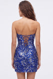 Dark Green Floral Sweetheart Tight Sequin Sparkly Short Homecoming Dress
