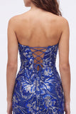 Dark Green Floral Sweetheart Tight Sequin Sparkly Short Homecoming Dress