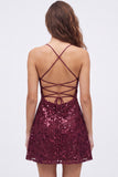 Navy Sparkly Floral Sequin A Line Short Homecoming Dress