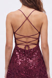 Navy Sparkly Floral Sequin A Line Short Homecoming Dress