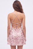 Navy Sparkly Floral Sequin A Line Short Homecoming Dress