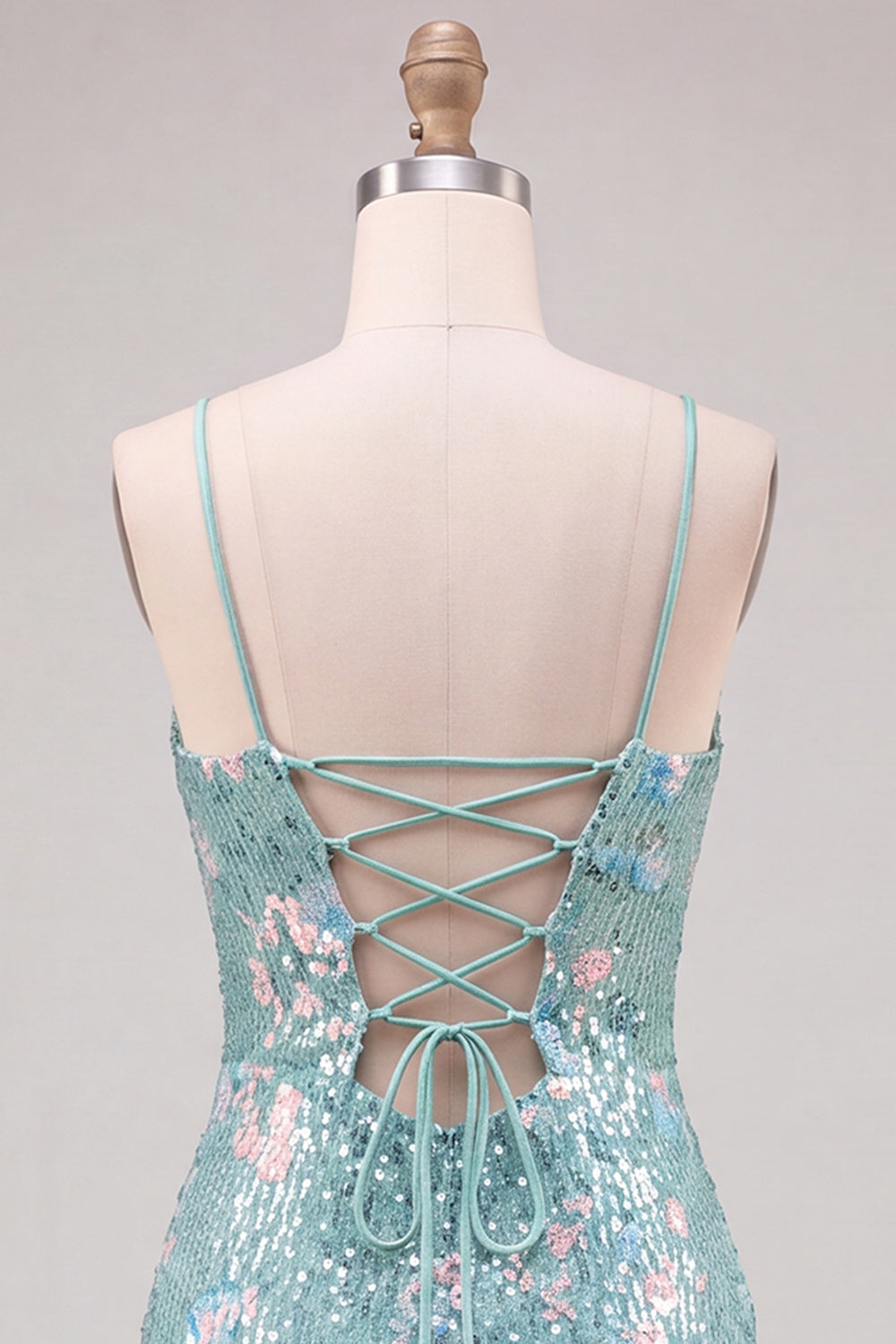 Floral Mint Green Tight Sparkly Tight Short Sequin Homecoming Dress