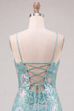 Floral Mint Green Tight Sparkly Tight Short Sequin Homecoming Dress