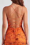 Fuchsia Floral Sequin Sparkly Spaghetti Straps Short Homecoming Dress