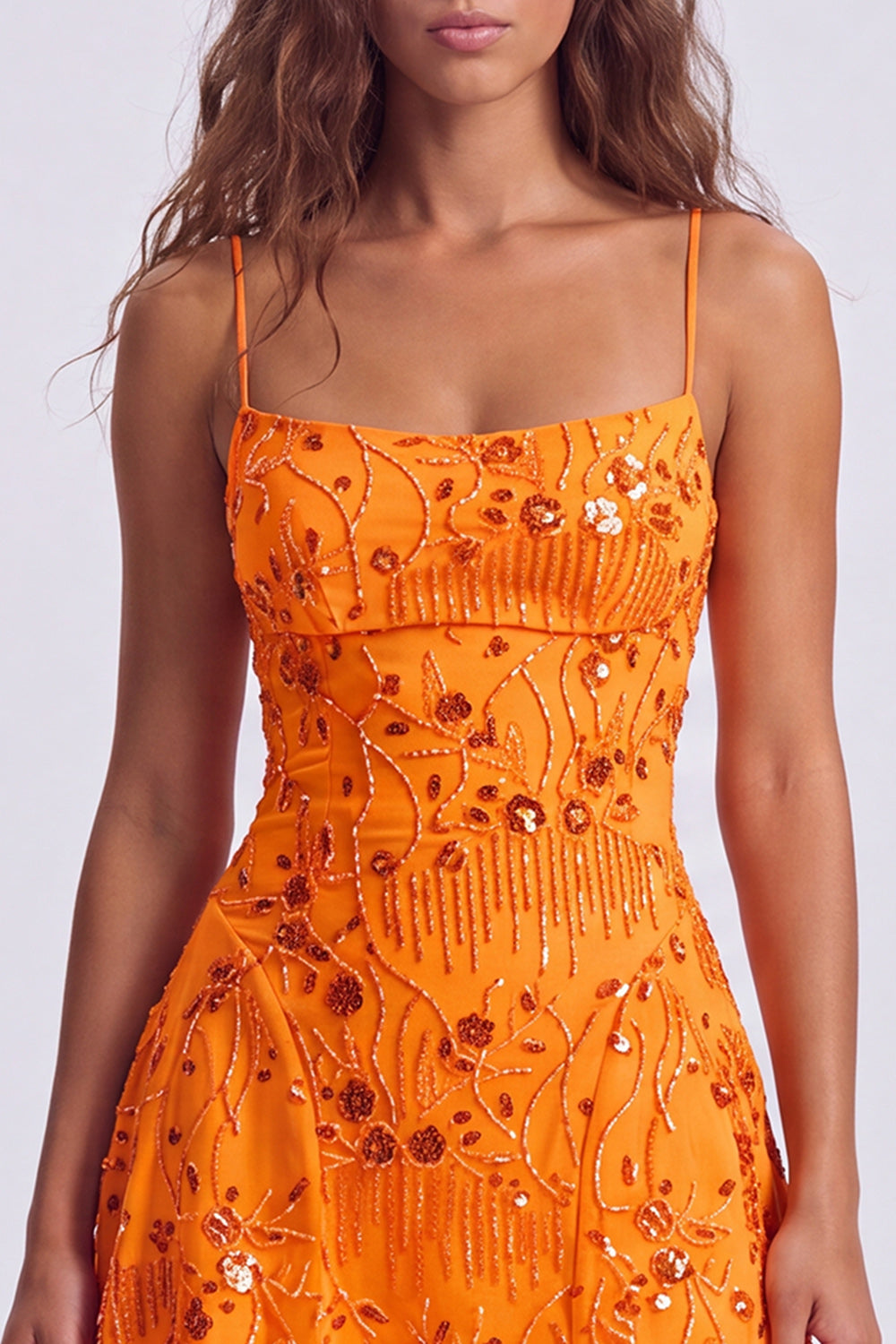 Floral Pink Sequin Sparkly Spaghetti Straps Short Homecoming Dress