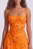 Floral Pink Sequin Sparkly Spaghetti Straps Short Homecoming Dress