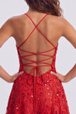 Floral Pink Sequin Sparkly Spaghetti Straps Short Homecoming Dress