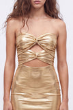 Gold Metallic Keyholes Sweetheart Tight Short Homecoming Dress