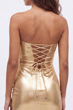 Gold Metallic Keyholes Sweetheart Tight Short Homecoming Dress