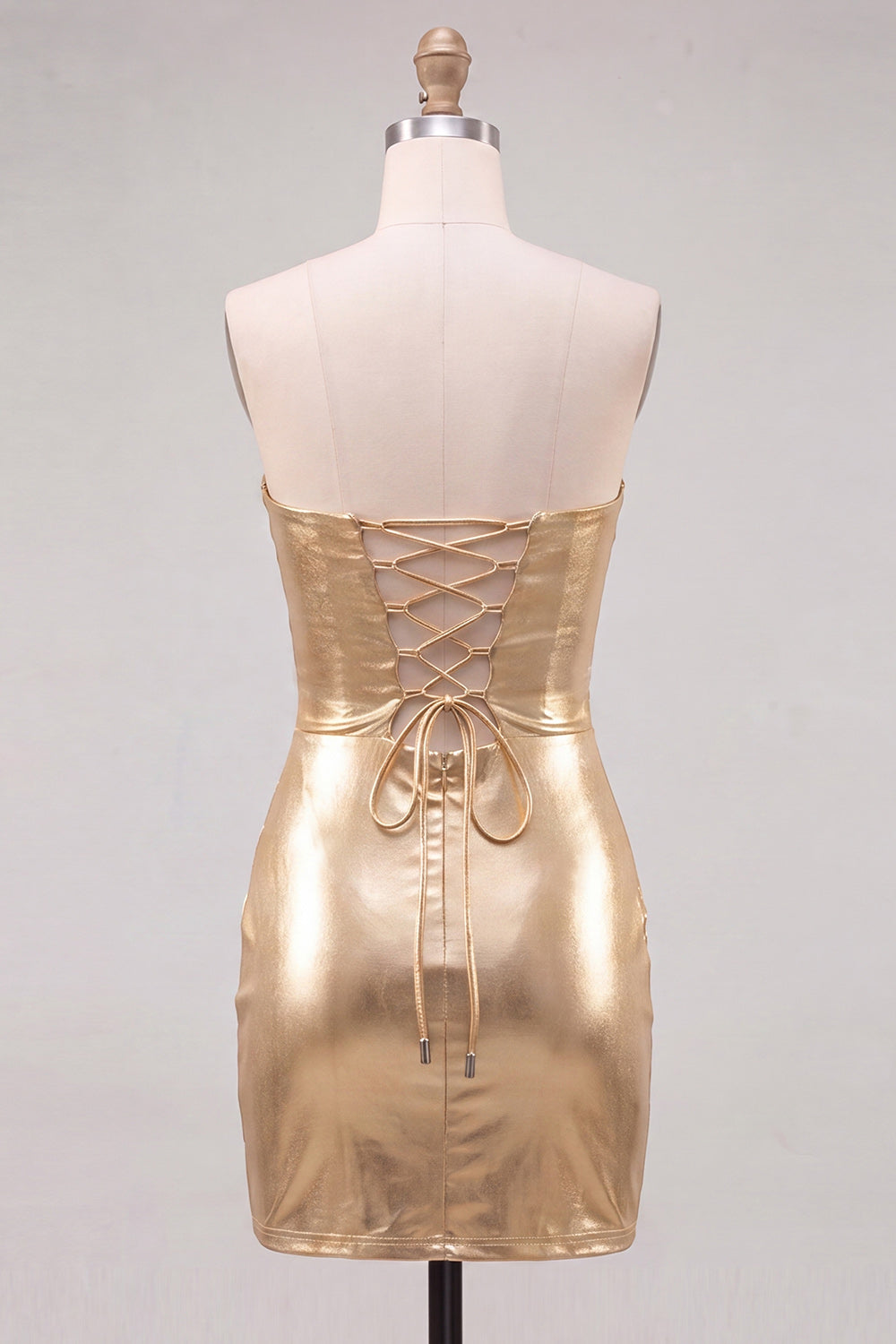 Gold Metallic Keyholes Sweetheart Tight Short Homecoming Dress