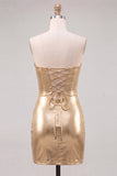 Gold Metallic Keyholes Sweetheart Tight Short Homecoming Dress