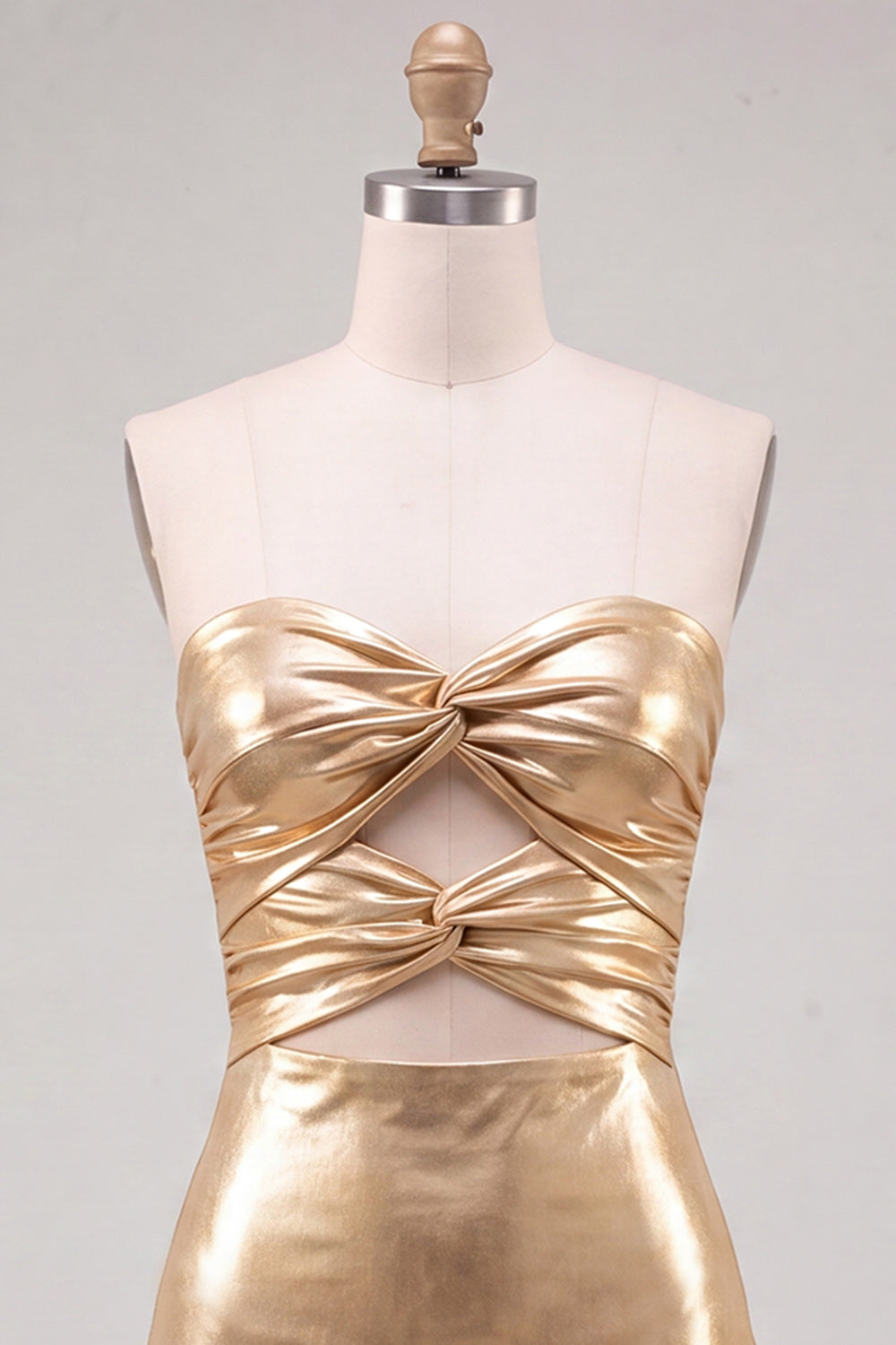 Gold Metallic Keyholes Sweetheart Tight Short Homecoming Dress