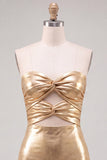 Gold Metallic Keyholes Sweetheart Tight Short Homecoming Dress