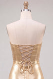 Gold Metallic Keyholes Sweetheart Tight Short Homecoming Dress