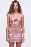Gold Metallic Keyholes Sweetheart Tight Short Homecoming Dress
