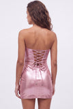 Gold Metallic Keyholes Sweetheart Tight Short Homecoming Dress