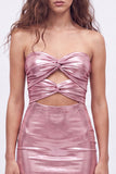 Gold Metallic Keyholes Sweetheart Tight Short Homecoming Dress