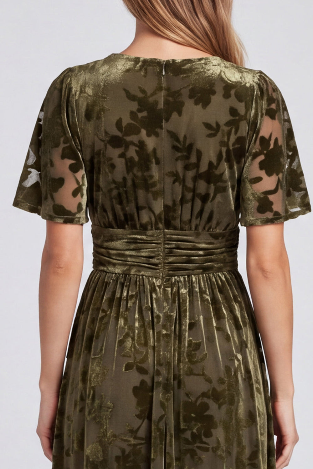 Black Floral Long Velvet A Line V-Neck Formal Dress with Slit