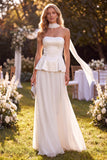Light Purple Beaded Chiffon Long Beach Wedding Guest Dress with Neck Scarf