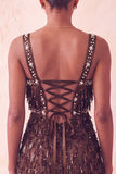 Brown Fringed Thick Straps Short Tight Homecoming Dress with Beading