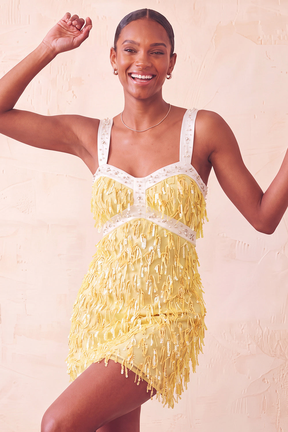 Brown Fringed Thick Straps Short Tight Homecoming Dress with Beading