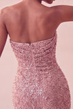 Sparkly Navy Sequin Strapless Tight Ruched Short Homecoming Dress