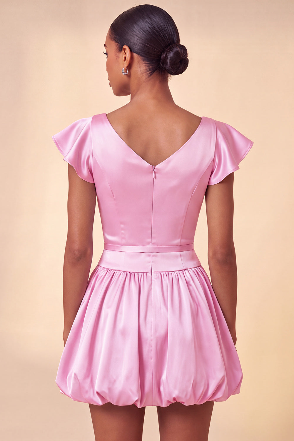 Sky Blue Satin A-Line Cap Sleeves Short Homecoming Dress with Bow