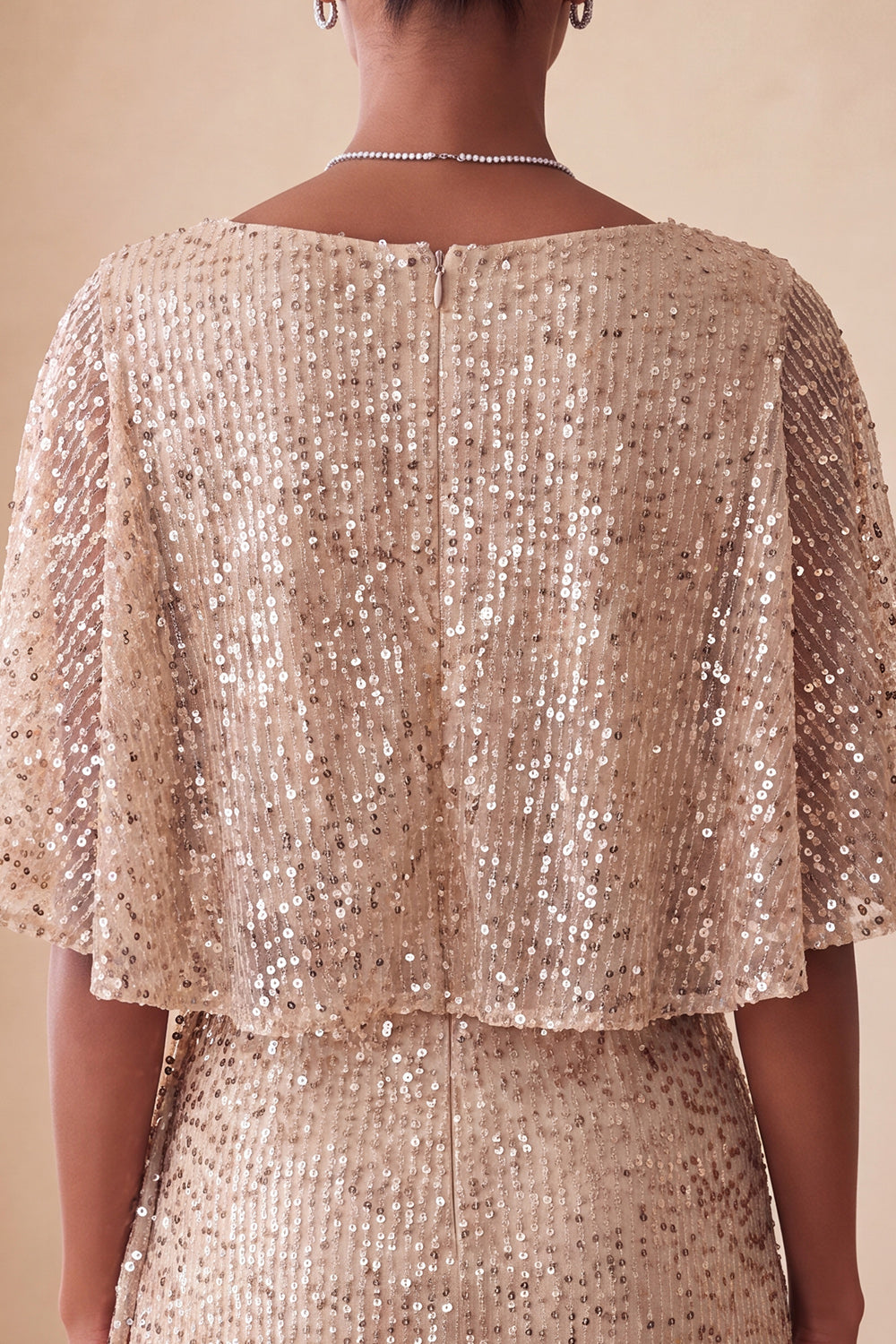 Sparkly Pink Tight Ruched Short Sequin Homecoming Dress with Cape