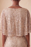 Sparkly Pink Tight Ruched Short Sequin Homecoming Dress with Cape