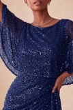 Sparkly Pink Tight Ruched Short Sequin Homecoming Dress with Cape