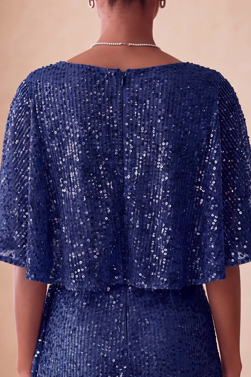 Sparkly Pink Tight Ruched Short Sequin Homecoming Dress with Cape