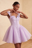 Mint Green A-Line Short Homecoming Dress with Covered Buttons