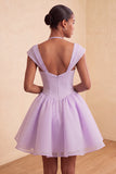 Mint Green A-Line Short Homecoming Dress with Covered Buttons