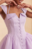 Mint Green A-Line Short Homecoming Dress with Covered Buttons