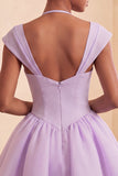 Mint Green A-Line Short Homecoming Dress with Covered Buttons