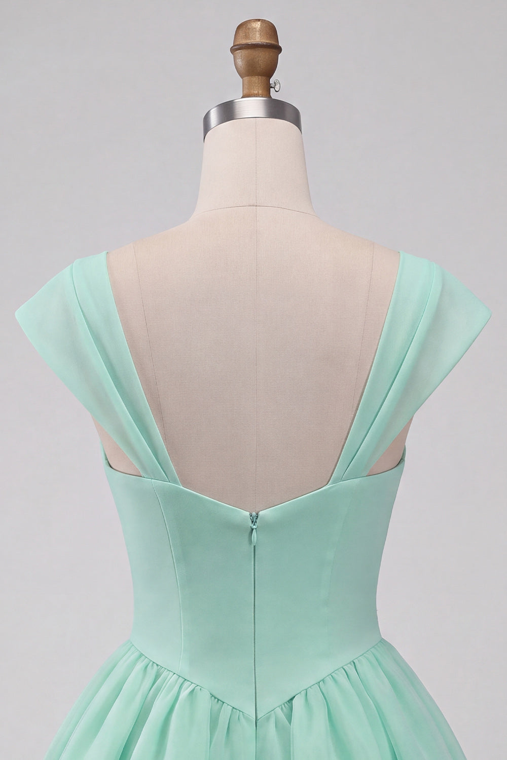 Mint Green A-Line Short Homecoming Dress with Covered Buttons