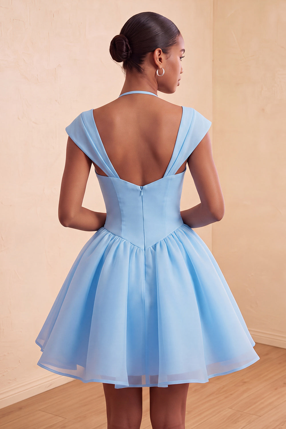 Mint Green A-Line Short Homecoming Dress with Covered Buttons