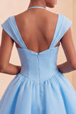 Mint Green A-Line Short Homecoming Dress with Covered Buttons