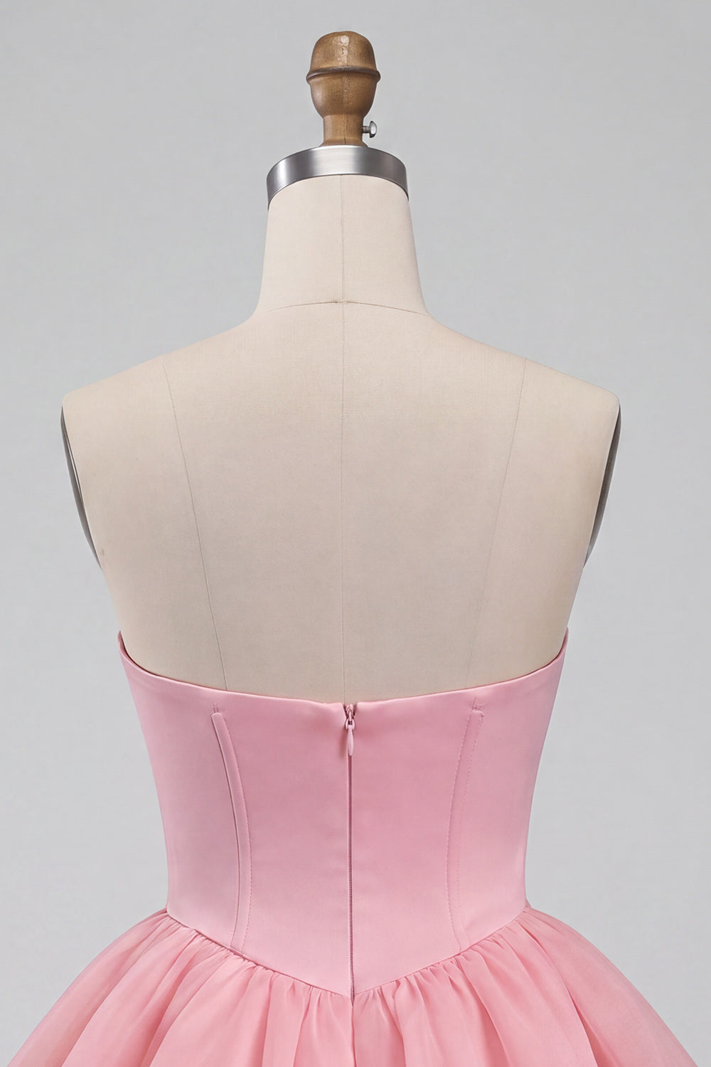 Pink Halter Tiered Short Corset Homecoming Dress with Covered Buttons