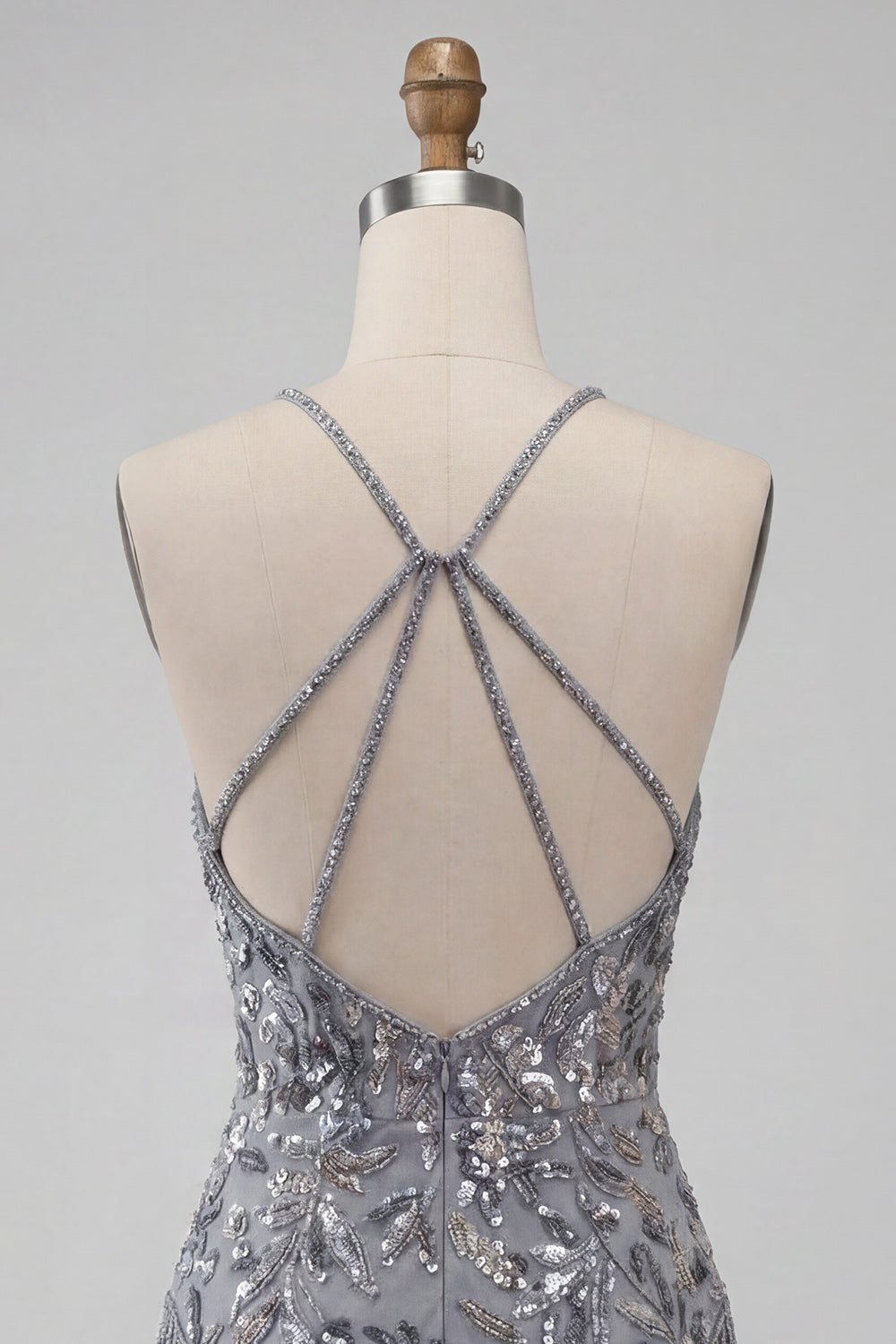 Grey Sparkly Tight Short Floral Beaded Homecoming Dress with Fringes