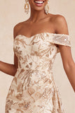 Champagne Tight Floral Sequins Sparkly Ruched Short Homecoming Dress