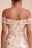 Champagne Tight Floral Sequins Sparkly Ruched Short Homecoming Dress