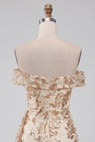 Champagne Tight Floral Sequins Sparkly Ruched Short Homecoming Dress