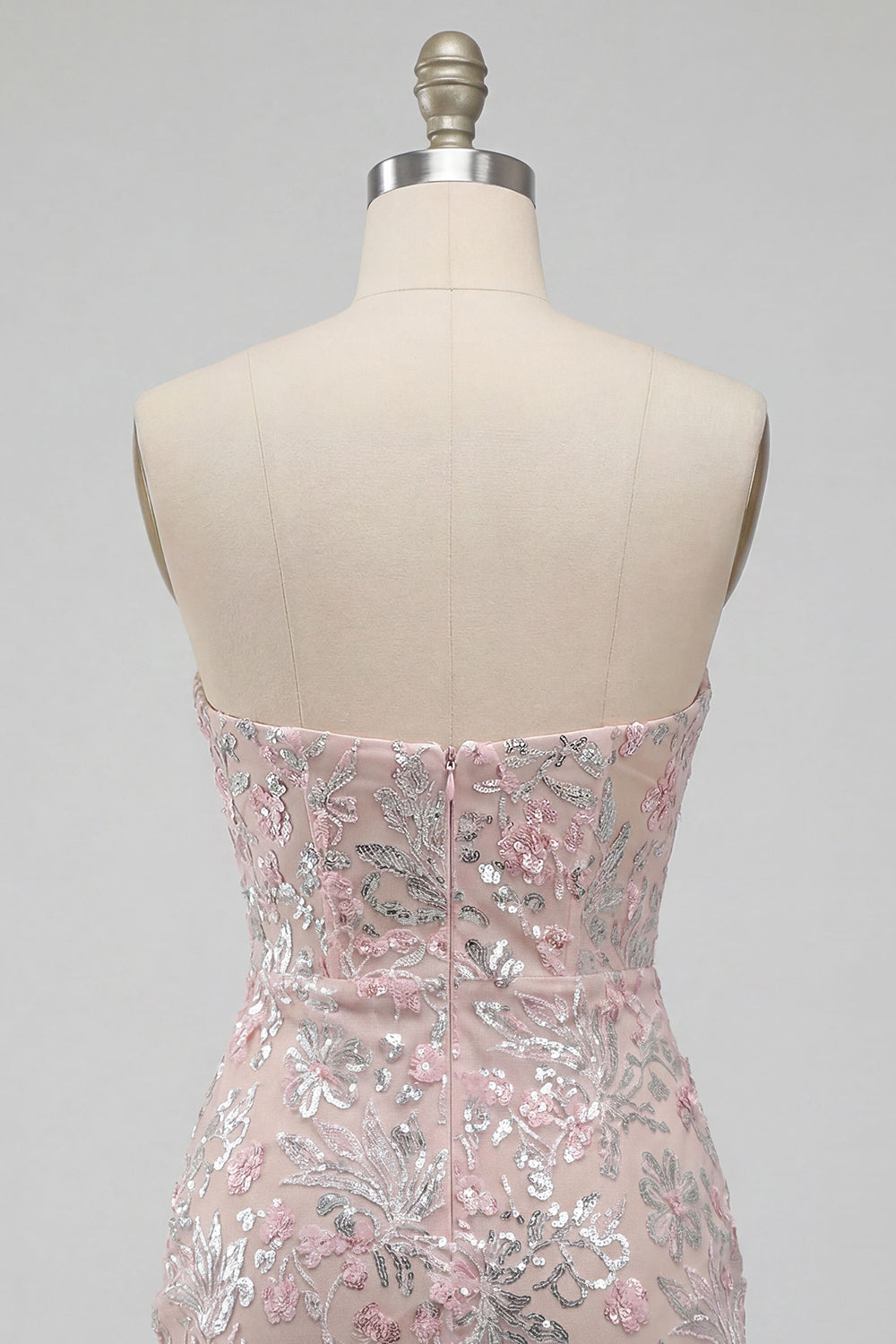 Blush Sparkly Corset Floral Tight Ruched Sequins Short Homecoming Dress