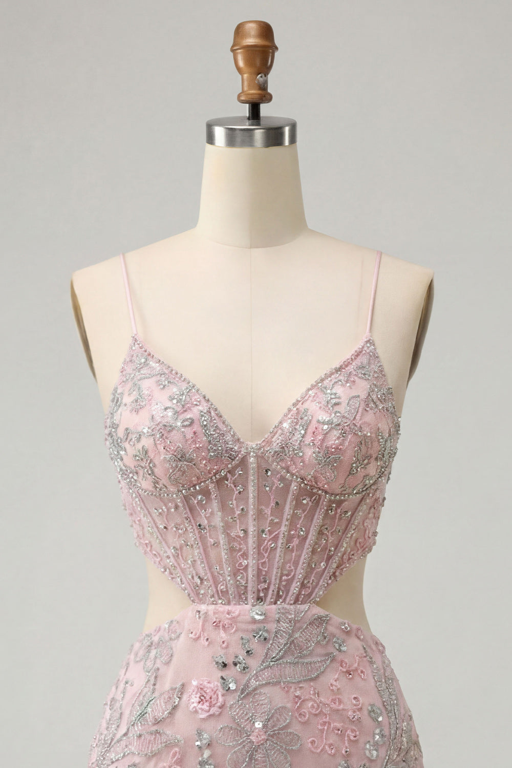 Blush Tight Floral Corset Sparkly Short Homecoming Dress