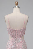 Blush Tight Floral Corset Sparkly Short Homecoming Dress