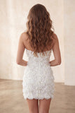 Sparkly Floral Ivory Sequin Sweetheart Short Tight Homecoming Dress