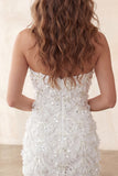 Sparkly Floral Ivory Sequin Sweetheart Short Tight Homecoming Dress